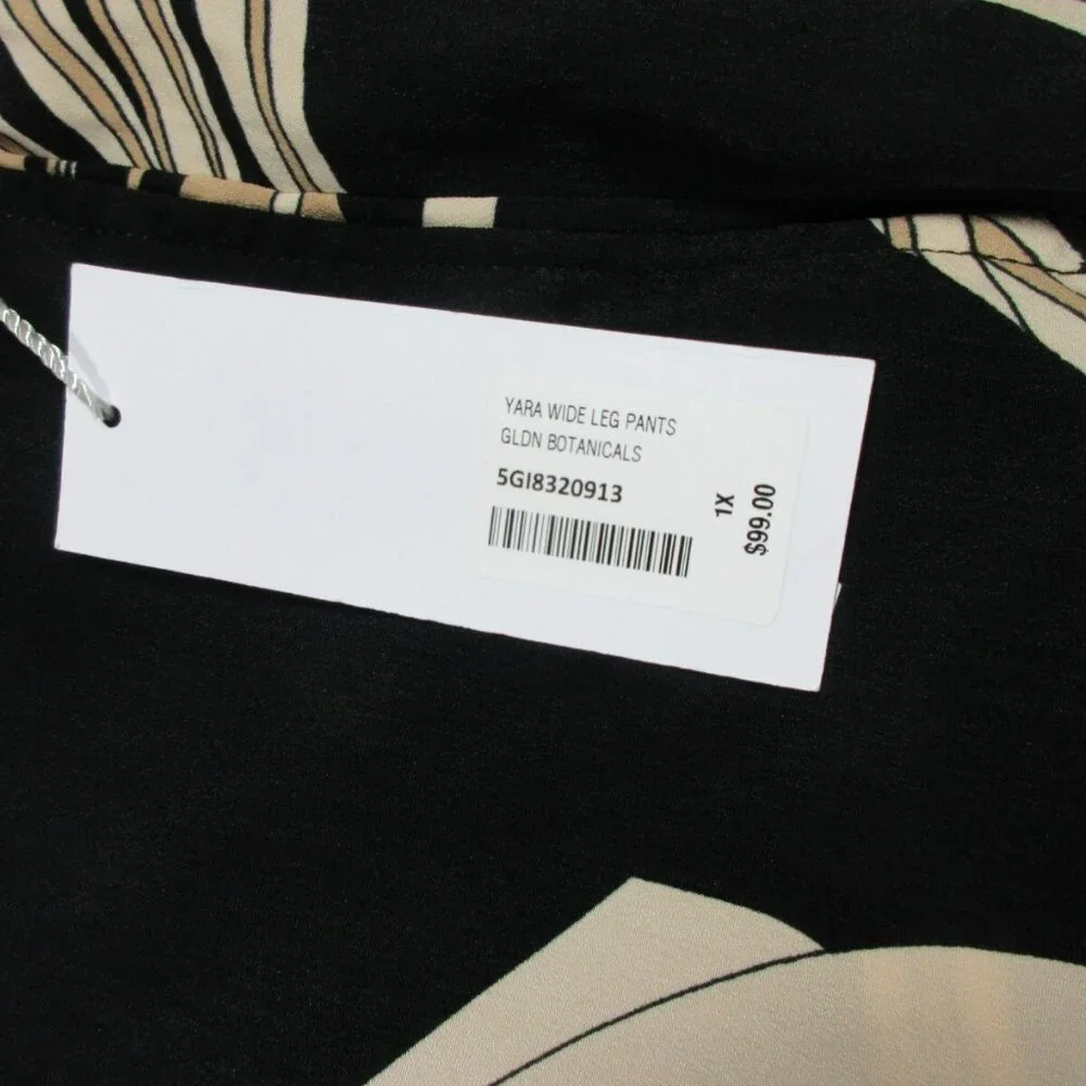 Soft Surroundings womens black beige Yara wide leg Hawaiian pants 1Xx30 NWT - Picture 4 of 11